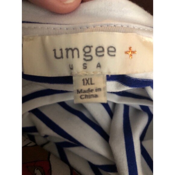 NWT Umgee Navy & White Striped Nautical Tunic w/Layered Peplum Sleeves SZ 1X - Picture 7 of 8